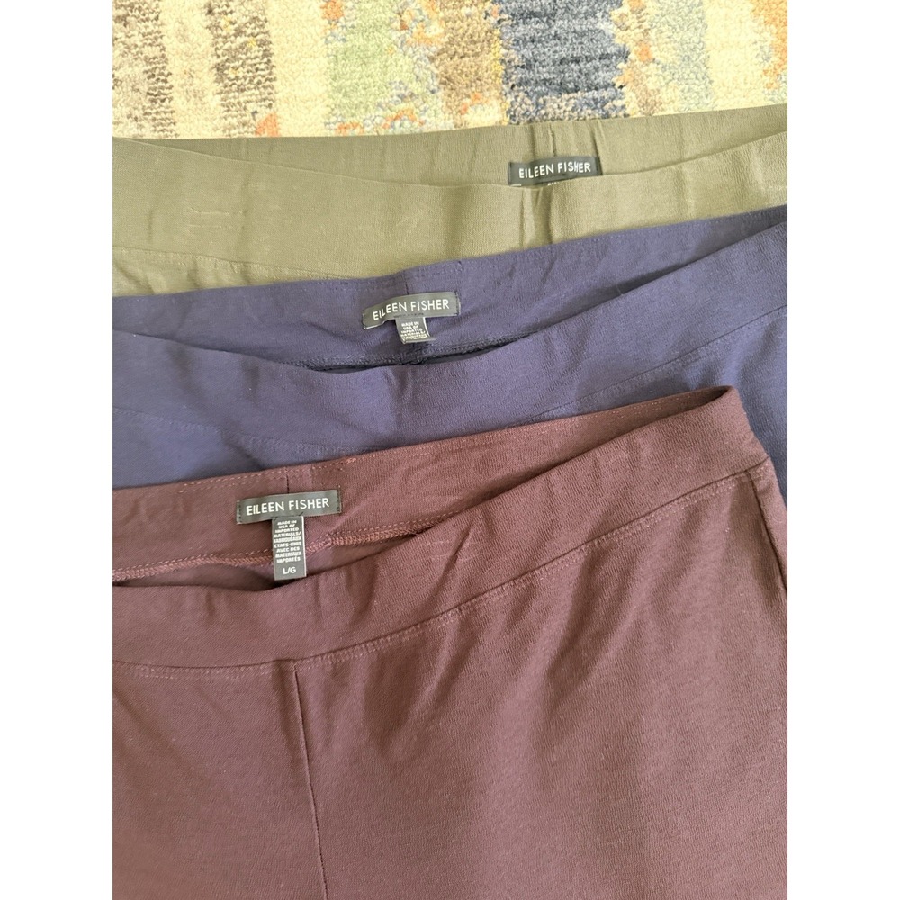 Lot of 3 Eileen Fisher Stretch Crepe Slim Ankle Pant Womens L Pull On Washable - Picture 3 of 7